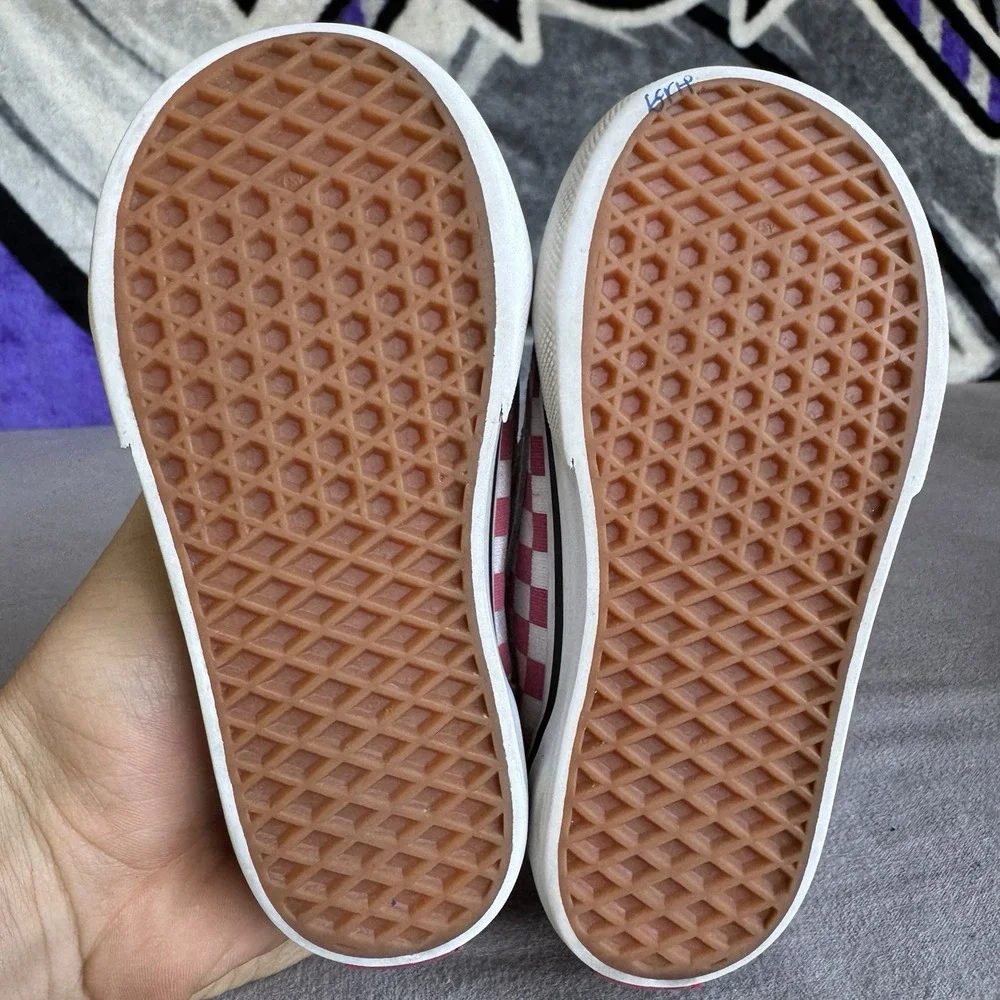 Size 8c - Vans Off The Wall Old Skool Pink White Checkerboard Kids Shoes